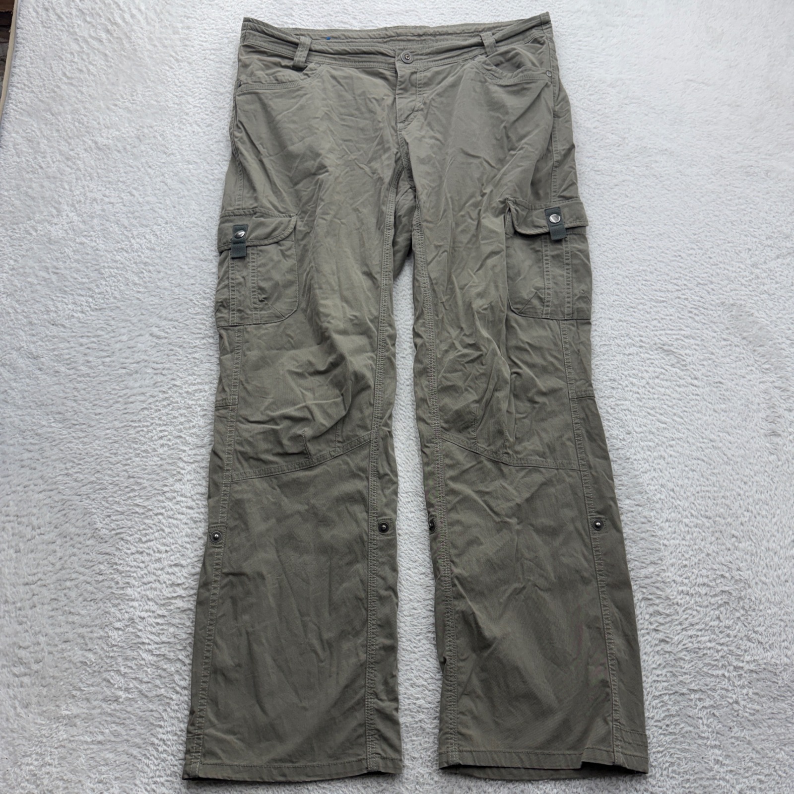 Kuhl Splash Straight Leg Cargo Pants Sage Green Womens 12 Short Hiking 6065